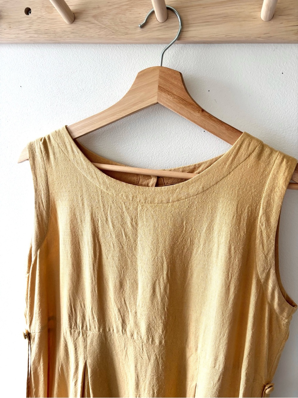 Vintage April Cornell Mustard Yellow Raw Silk Dress - Picture 4 of 4